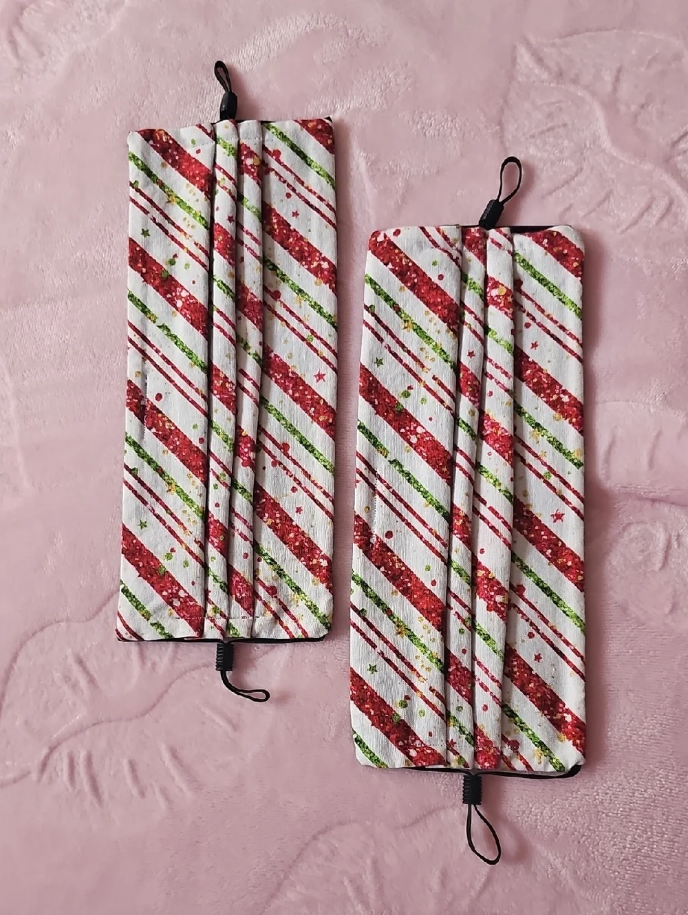 Festive Red & Green Striped Face Masks (2-Pack)